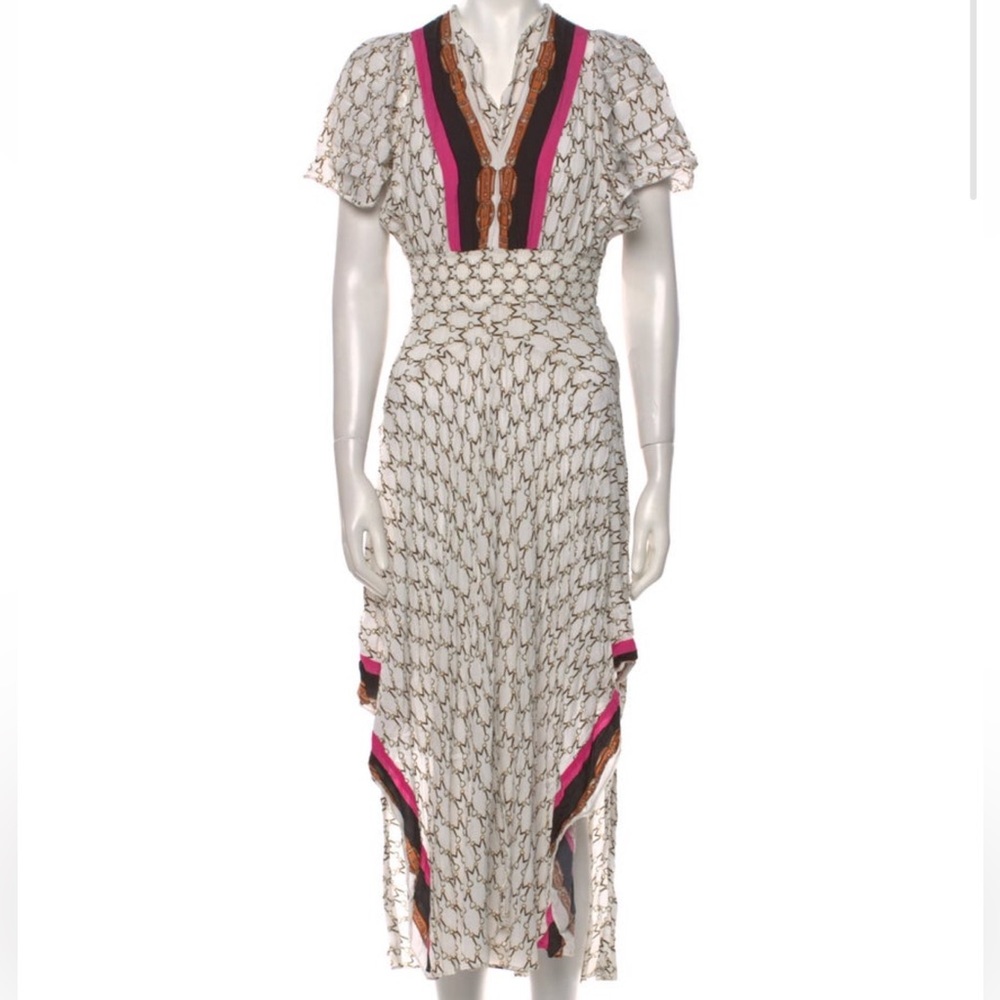 Maje
Shirred Printed Crepe De Chine Maxi Dress